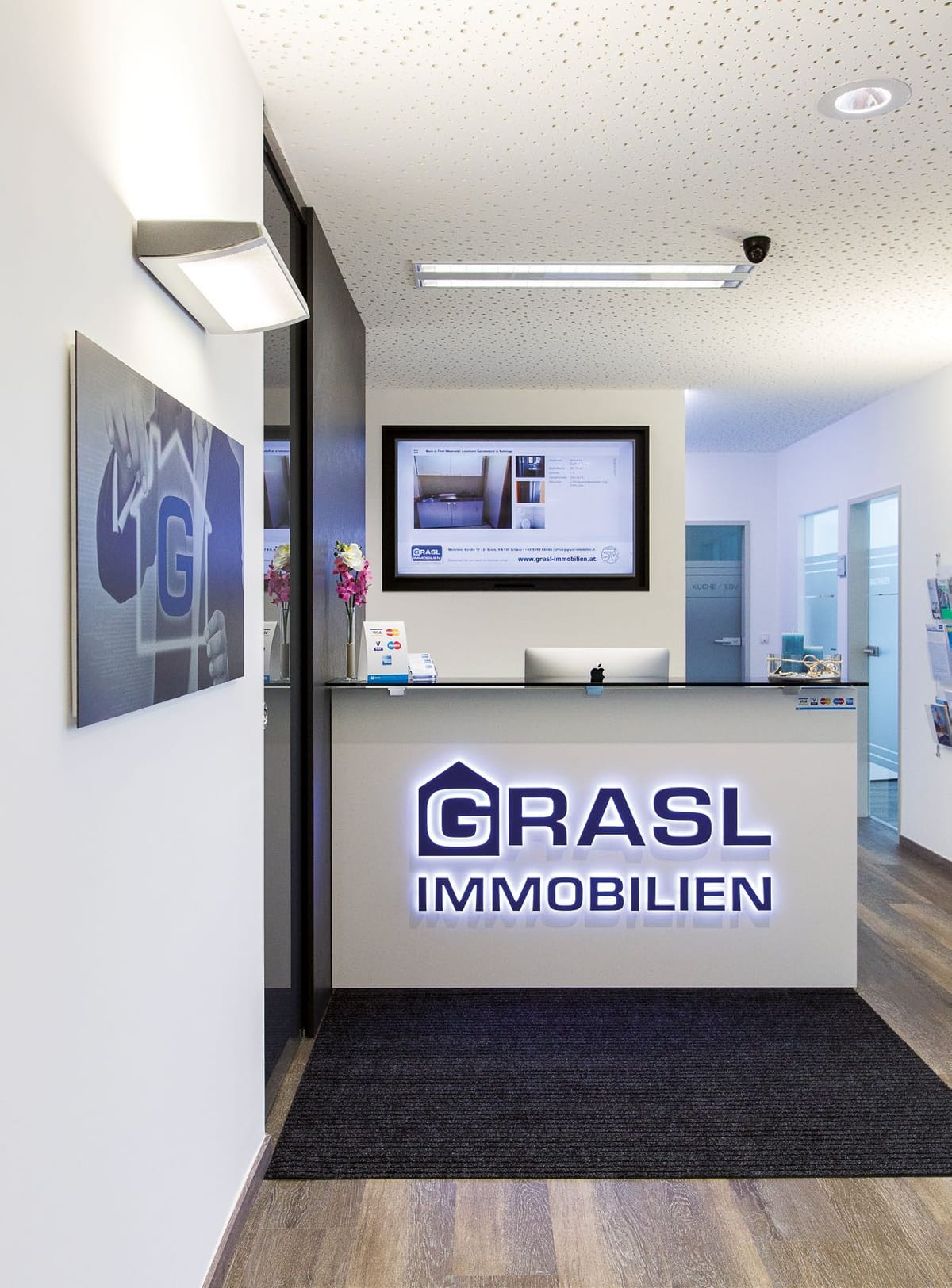Empfang im Büro von GRASL Immobilien in der Münchner Straße in Schwaz